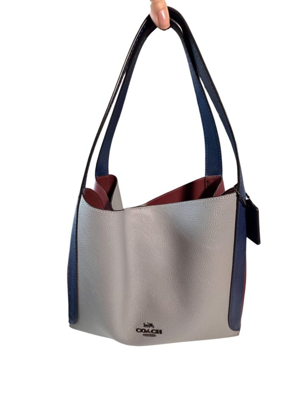 Coach 76088 Colorblock Hadley Hobo Soft Pebbled Leather Shoulder Bag Grey/Blue